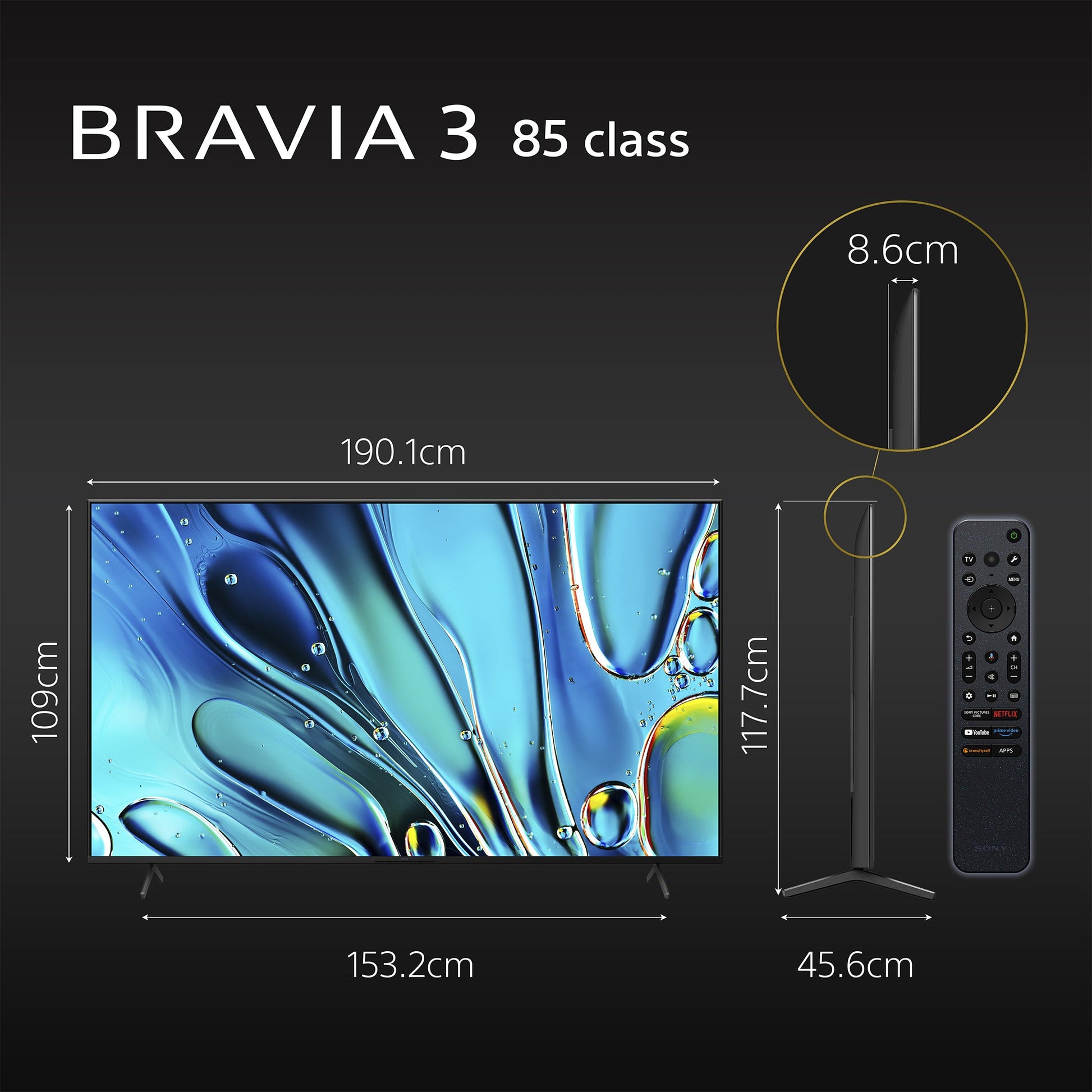 Sony BRAVIA 3 85 Inch 4K HDR Smart TV (Google TV) with Dolby Vision Atmos, 2024 Model