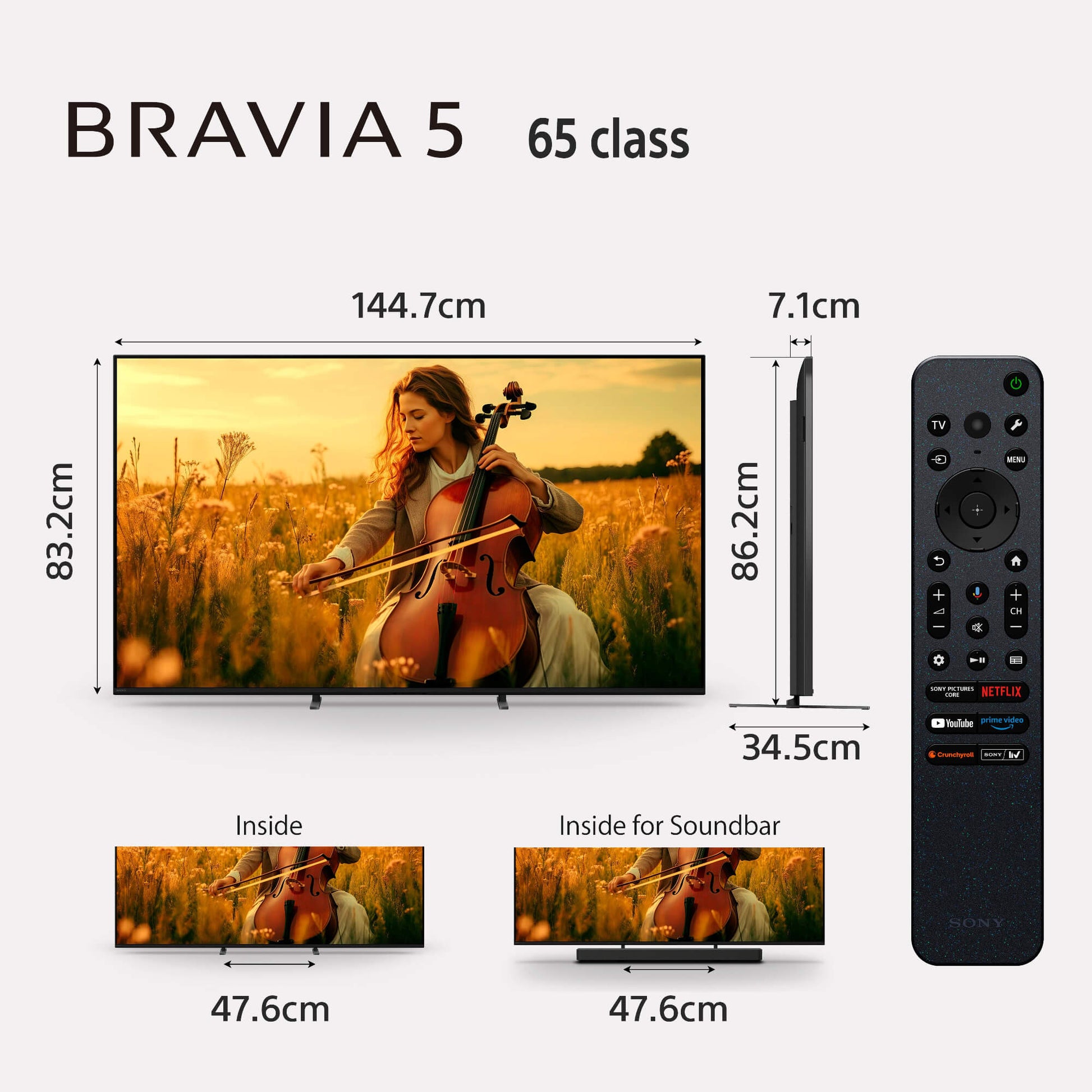 Sony | BRAVIA 5 | 65 inch | XR Processor | Mini LED | 4K Ultra HD | High Dynamic Range (HDR) | Smart TV (Google TV)